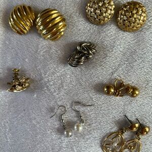 Vintage 6 pairs fashion earrings clip ons and pierced